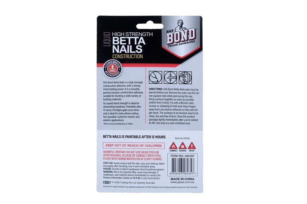 SAS Bond Liquid High Strength Betta Nails Construction Adhesive 45ml-2pc pack