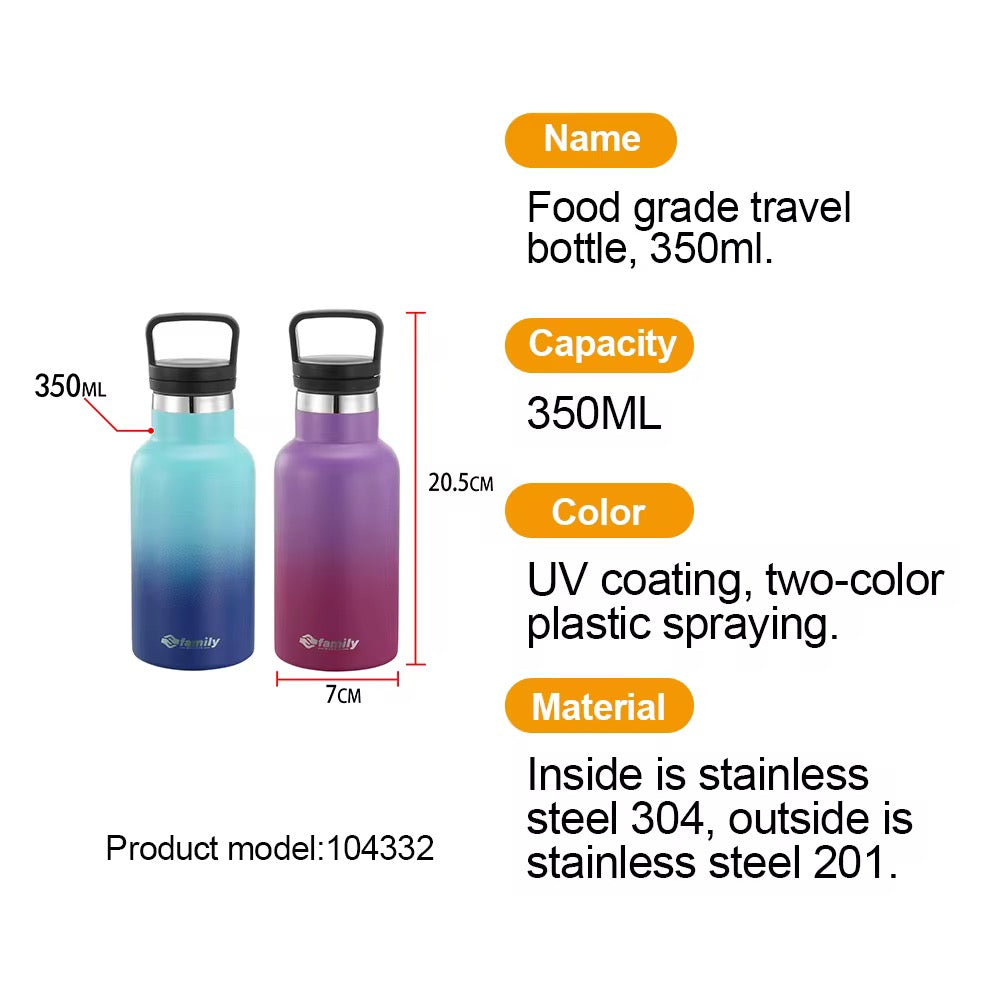 MHome Stainless Steel Sports Water Bottle 350ml