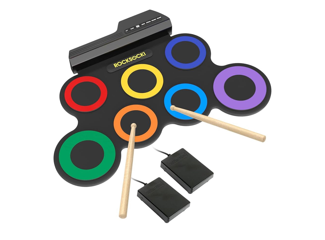 MTech 7-Pad Kids Electronic Drum Set with Headphones – Roll-Up