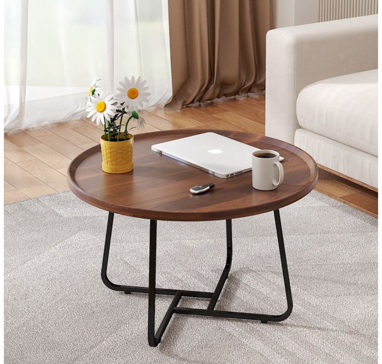 MFurn Nesting Coffee Table Set – 2-Piece Round Sofa Side & End Tables