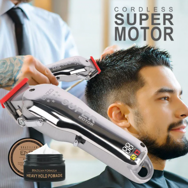 ENZO Professional Recharge Trimmer Cordless Super Motor Hair Clipper Kit