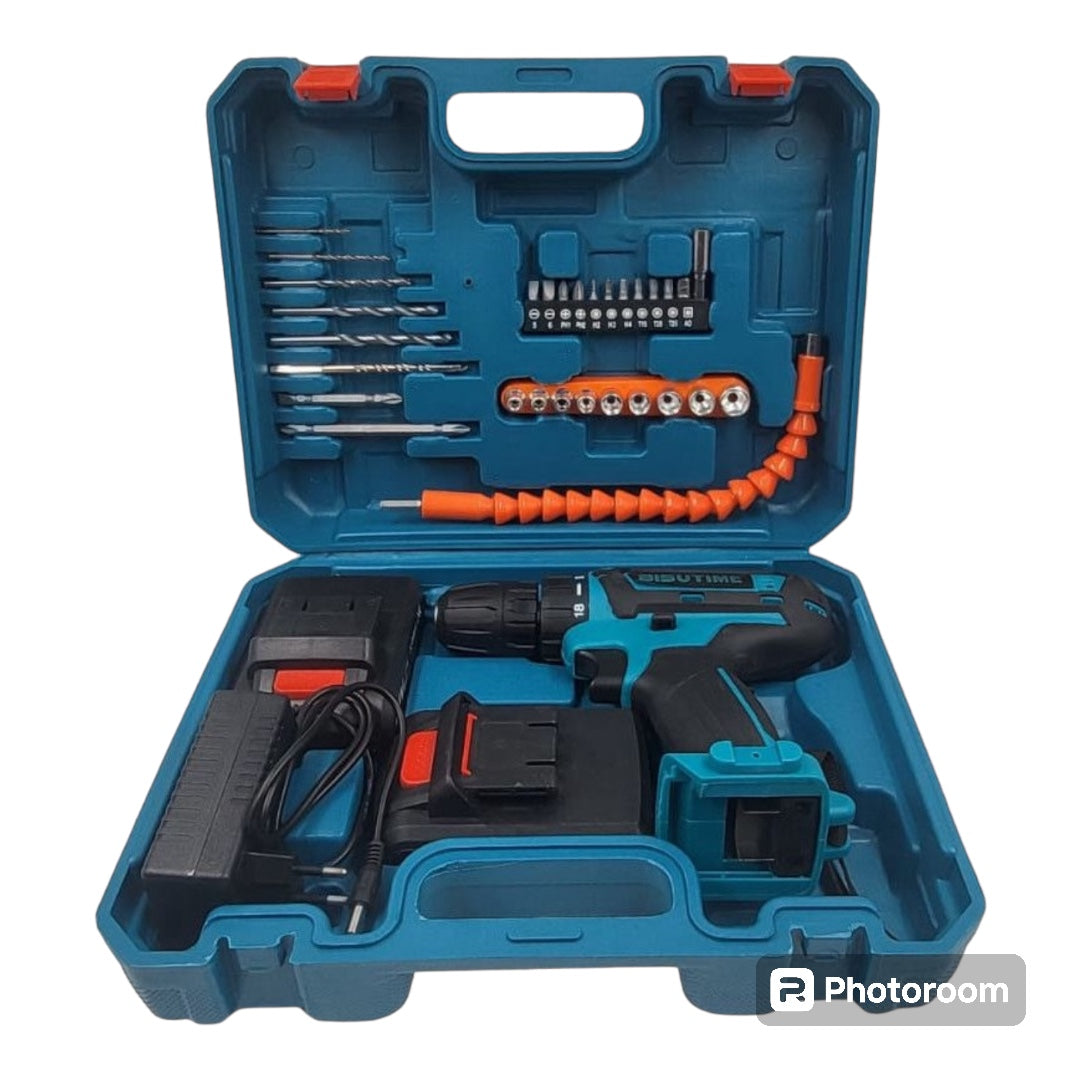 QUONTHO 48V Max Lithium Ion Dual Screwdriver Drill – 28-Piece Set With Case, 2 Batteries, 24 Accessories