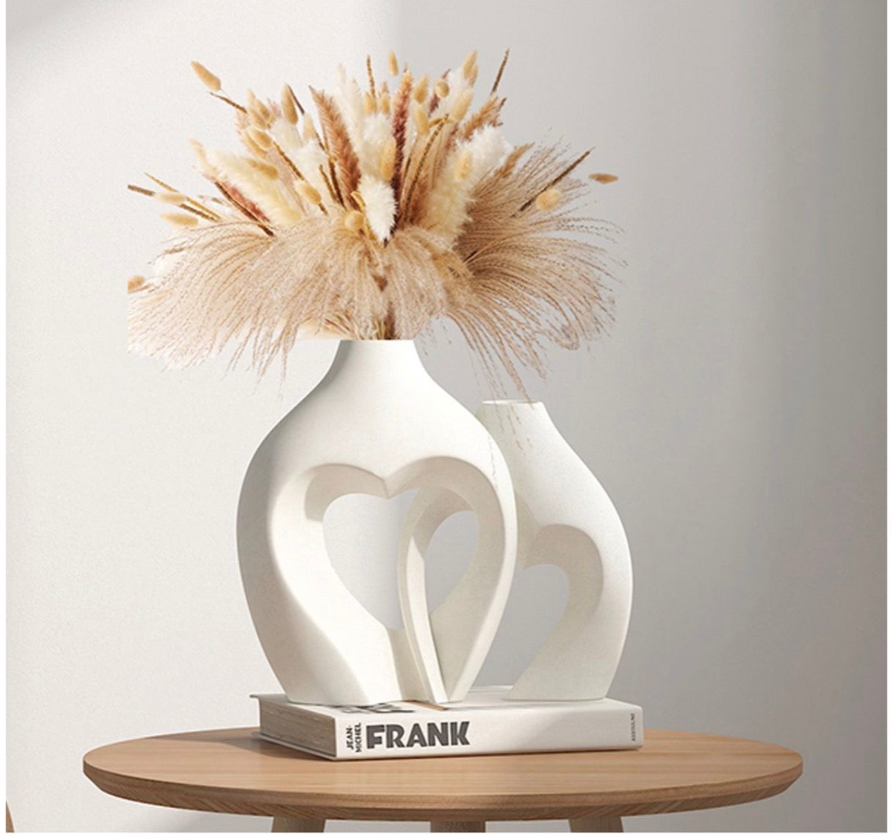 MHome White Heart Vases set of 2 Nordic Modern Style Decorative Vase