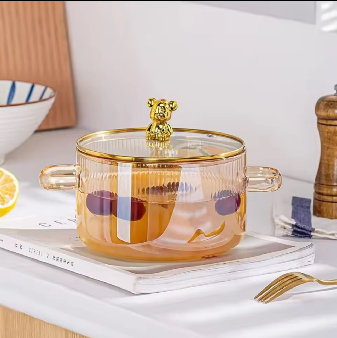 MHome Borosilicate Glass Soup Pot 3.5L