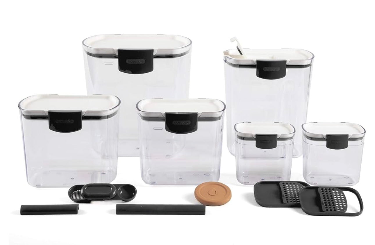 MHome Baker's Airtight Kitchen Storage Canister Container Set for Flour, Sugar & More, Keeps Ingredients Fresh, with Accessories 6pc