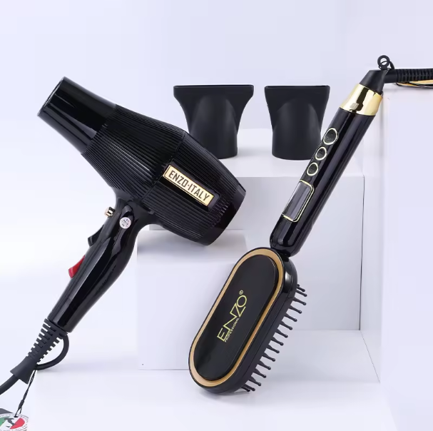 ENZO 2 in1 Electric Hair Dryer Hot Hair Comb Straightening Curly Hair Styling Tools