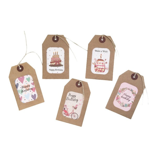 Gift Card With String, 55 X 75 mm, Assorted Designs