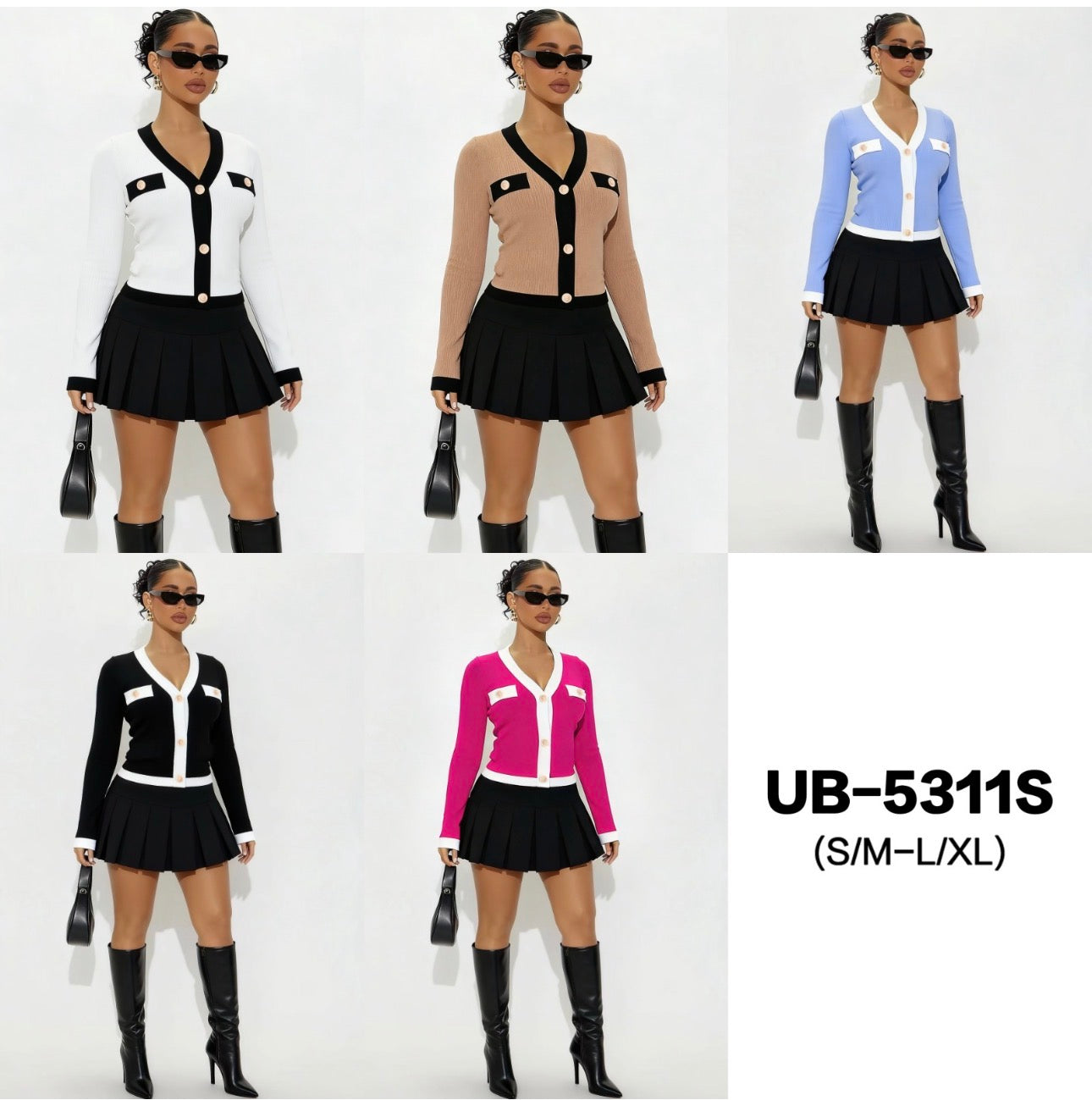 Ladies V-Neck Cardigan-Various Colours