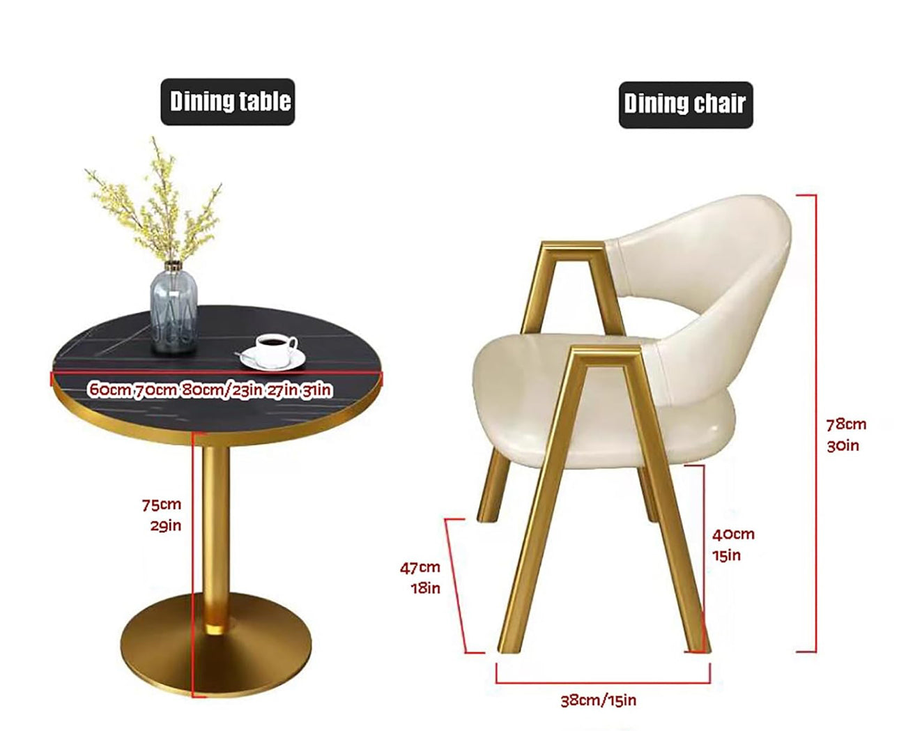 MFurn Modern Round Dining Table & Chair Set 3pc