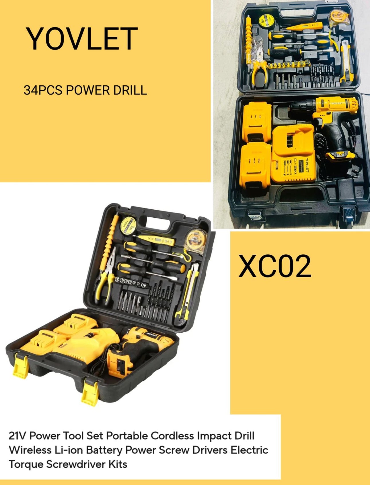 Cordless Lithium Battery Screwdriver & 32pc Set