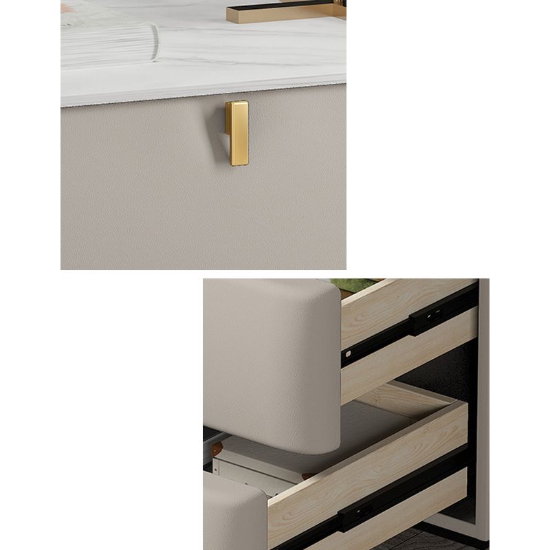 MFurn Faux Marble Top Nightstand with 3 Drawers – Modern Drawer Storage Cabinet for Bedroom & Living Room
