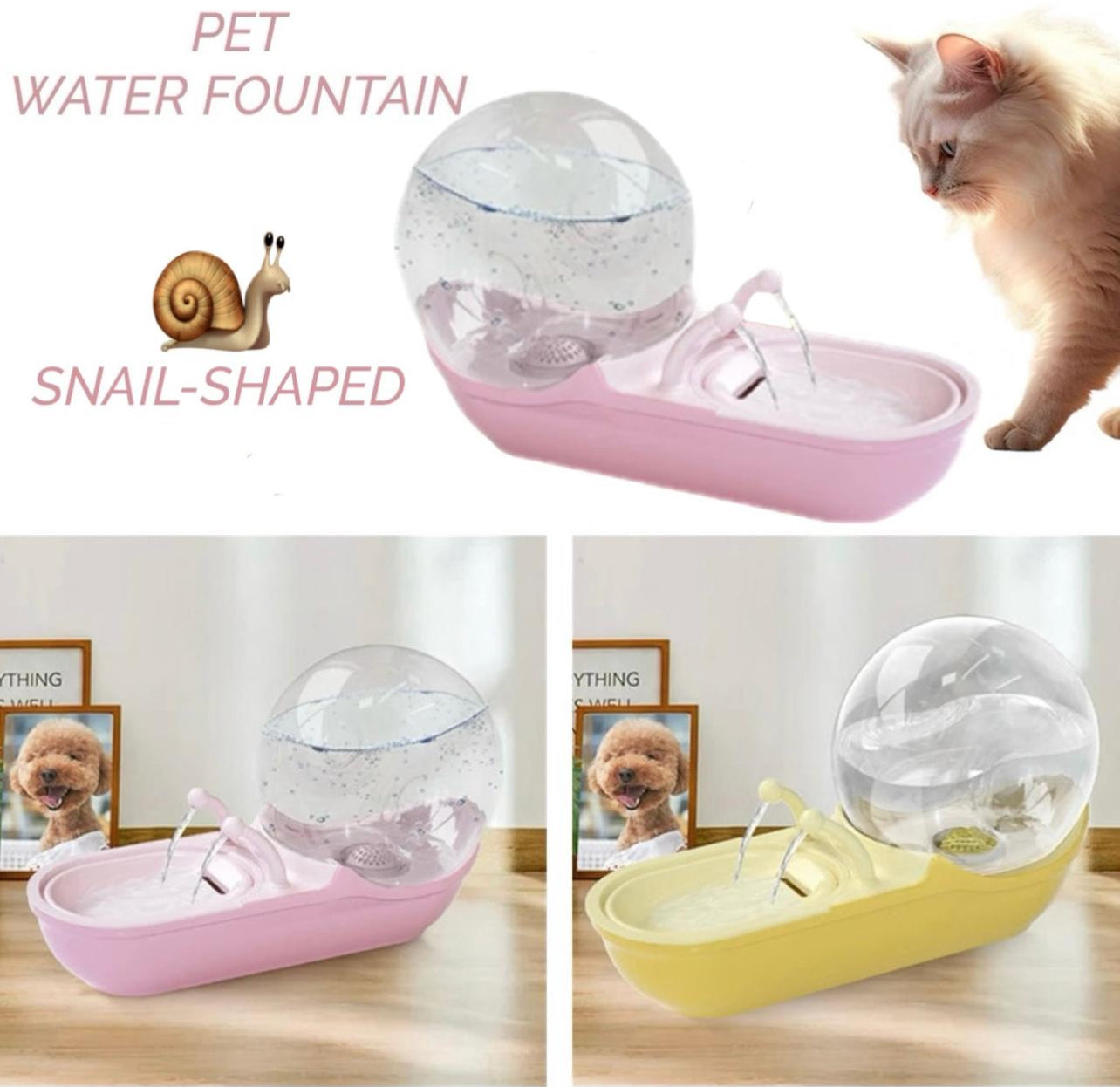 Pet Water Drinking Dispenser, Snail Shaped Ultra Quiet Automatic Circulation Pet Water Fountain For Indoor Pet