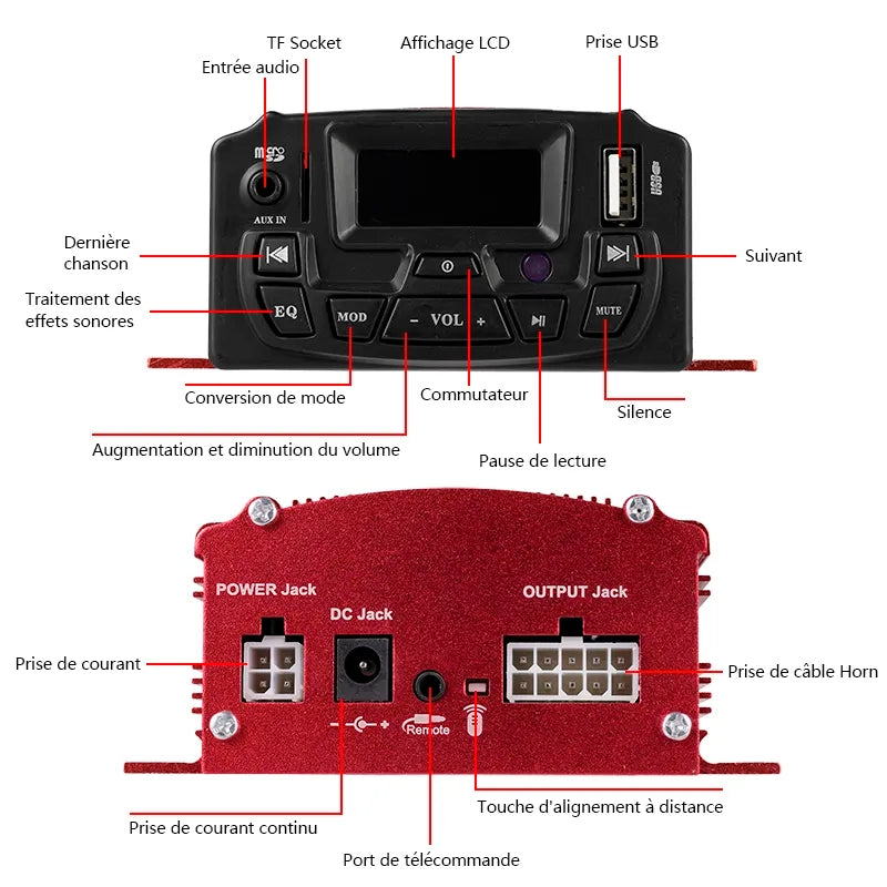 12V Audio Remote Control Motorcycle Sound System