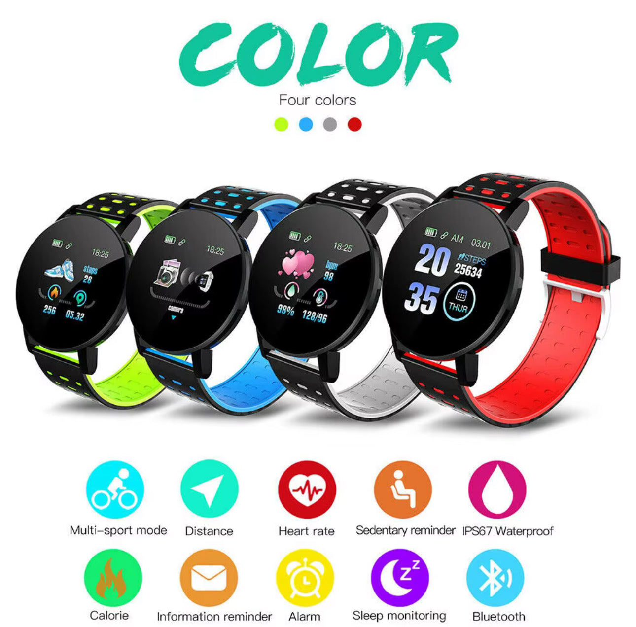 SMART Watch & Fitness Tracker (WithHR & BP Tracker), Call & Message Alerts, IPS HD Screen 119 Plus-PreOrders Now Available!
