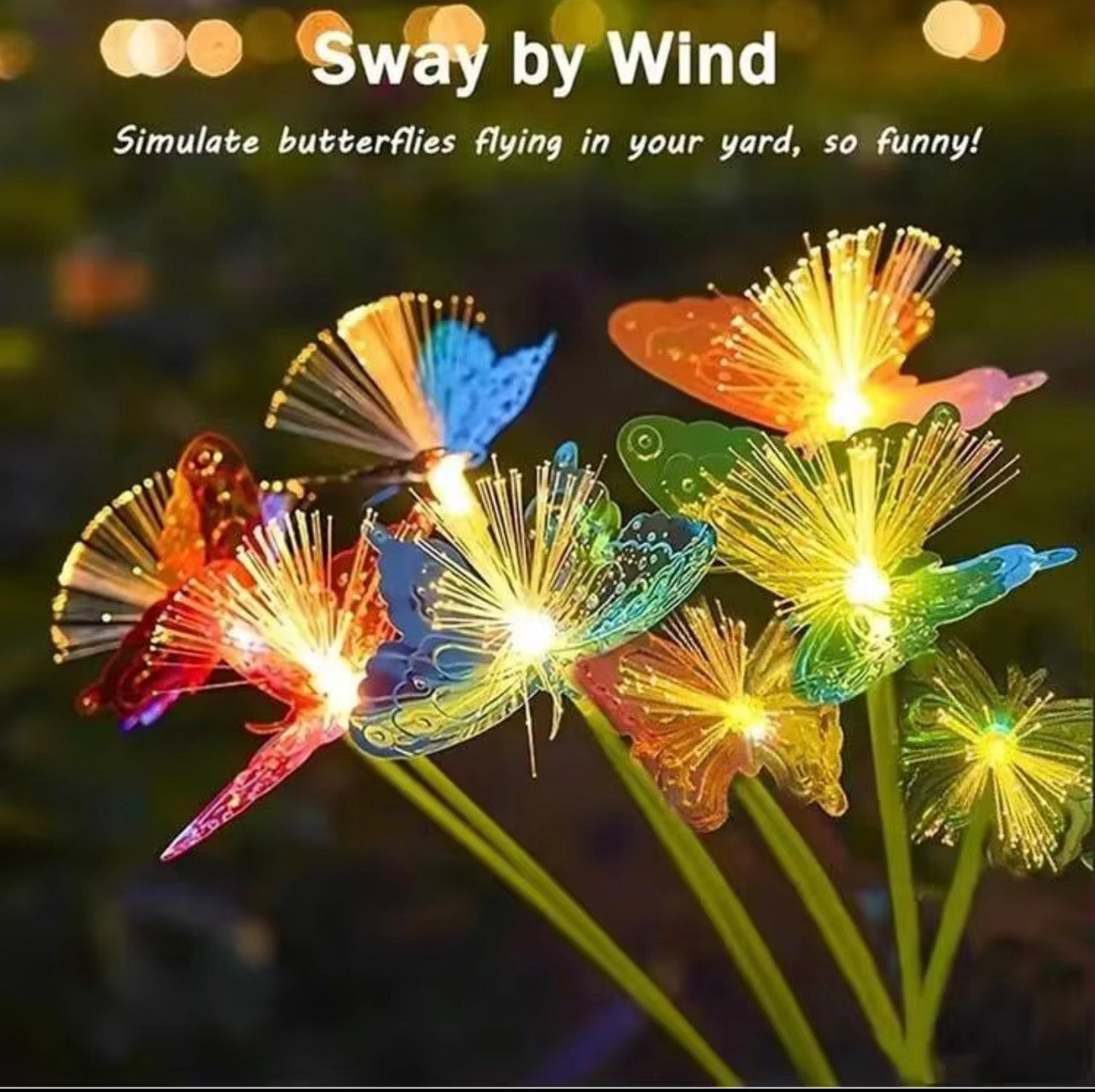 MHome Solar Butterfly Garden Stake Light 2pc
