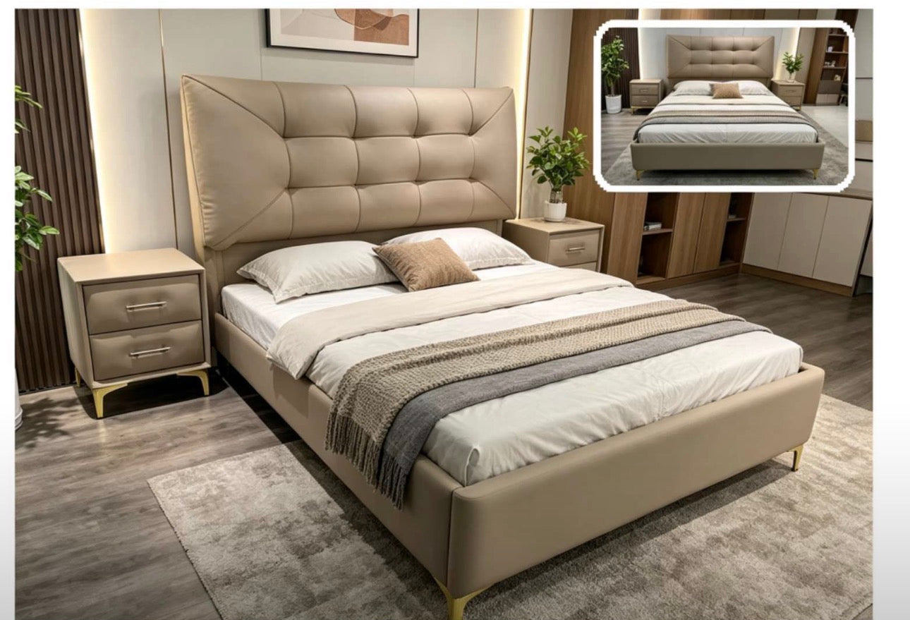 MFURN Luxury King Size Bed & Headboard Set-Various Colours