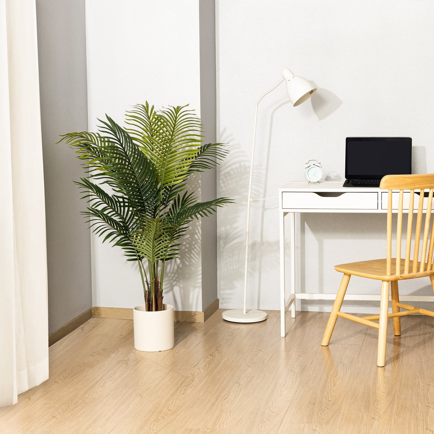 Artificial Plants, Fake Palm Tree, Pre Potted Faux Greenry Tree for Home Decor Office House Living Room Indoor Outdoor 1.2M