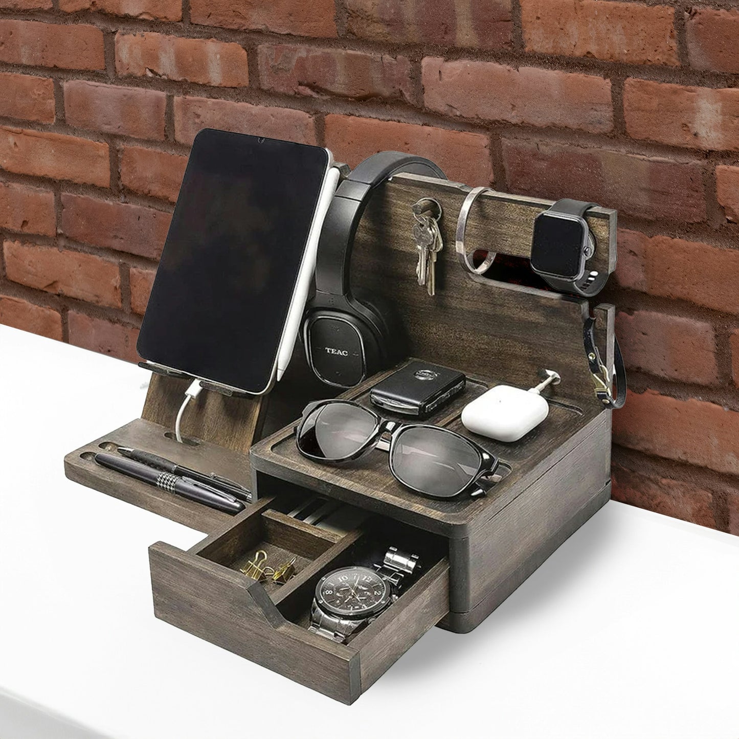 Multi-Functional Wooden Desktop Organiser