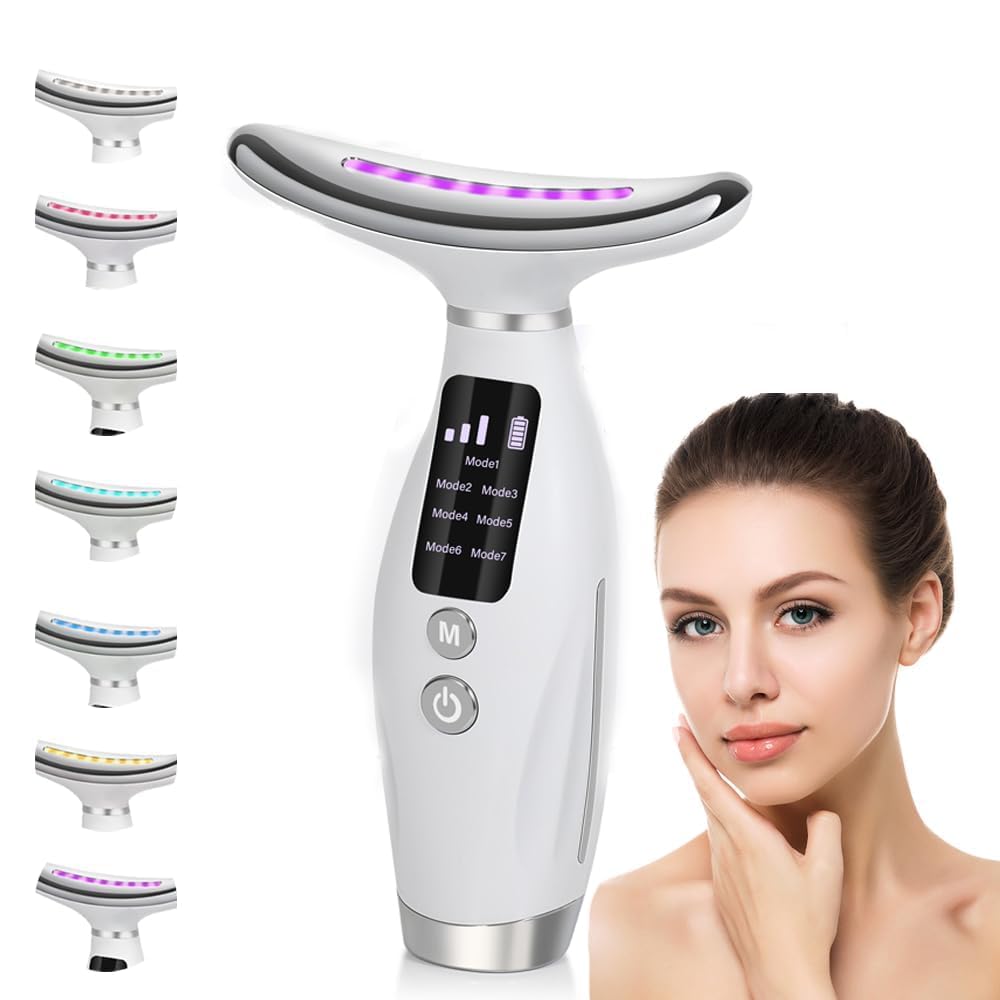 7-Colour LED Light Therapy Facial & Neck Massager – Skin Rejuvenation Device