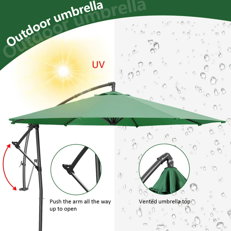 Patio Umbrellas Outdoor Market Umbrellas with Cross Base, Easy Tilt Adjustment(Green)