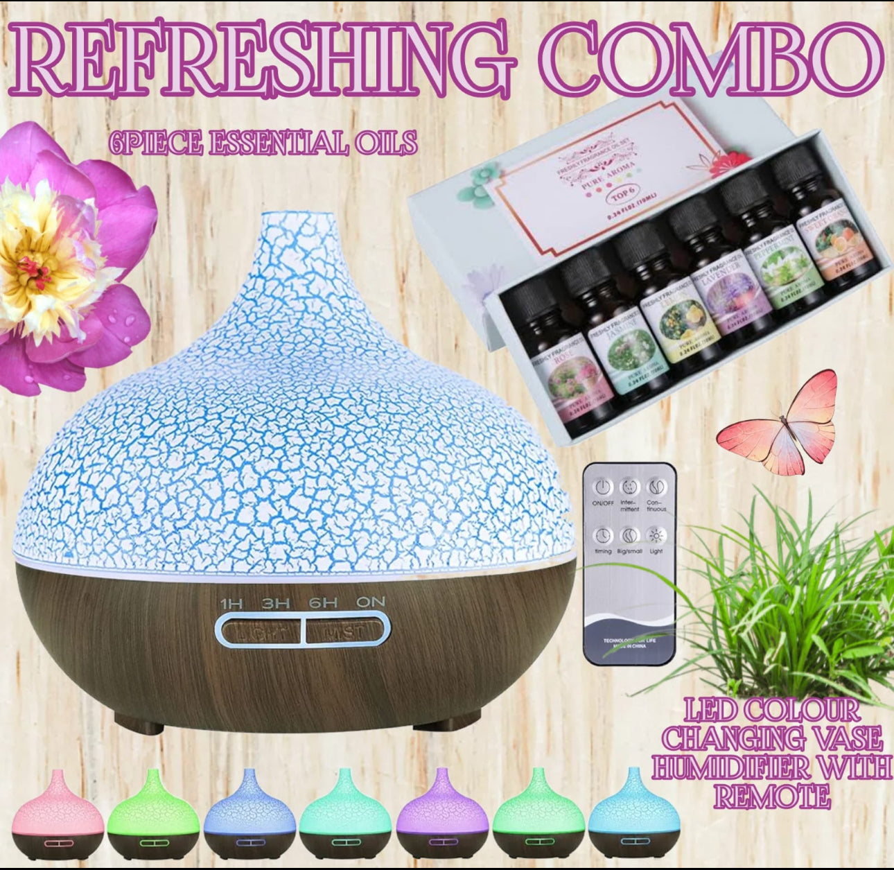 Refreshing Combo - Humidifier + 6pc Essential Oil