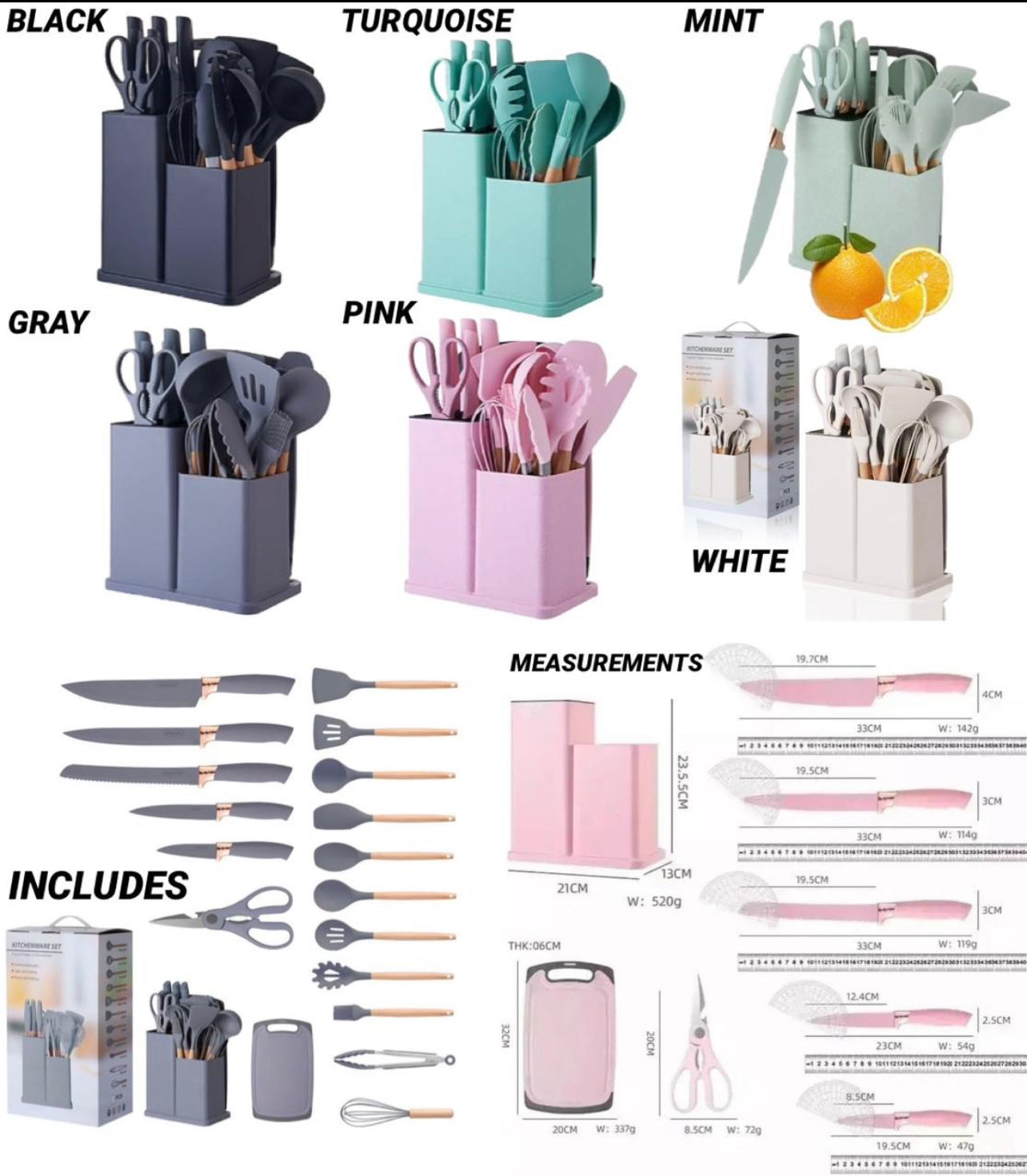 Kitchen Cutlery Set - 19pc