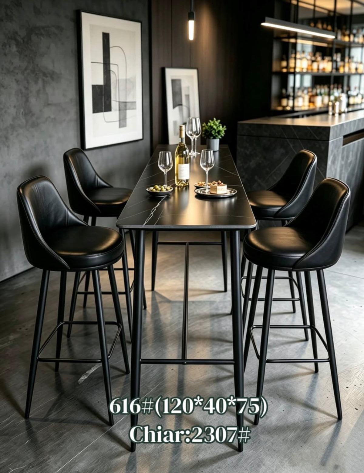 MFURN Modern Bar Table & 4pc Chair Set