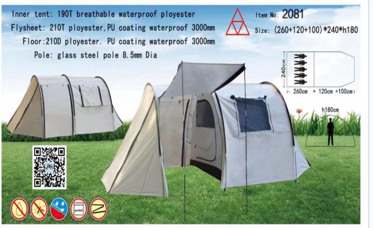 MHome 4person Tunnel Tent with Porch