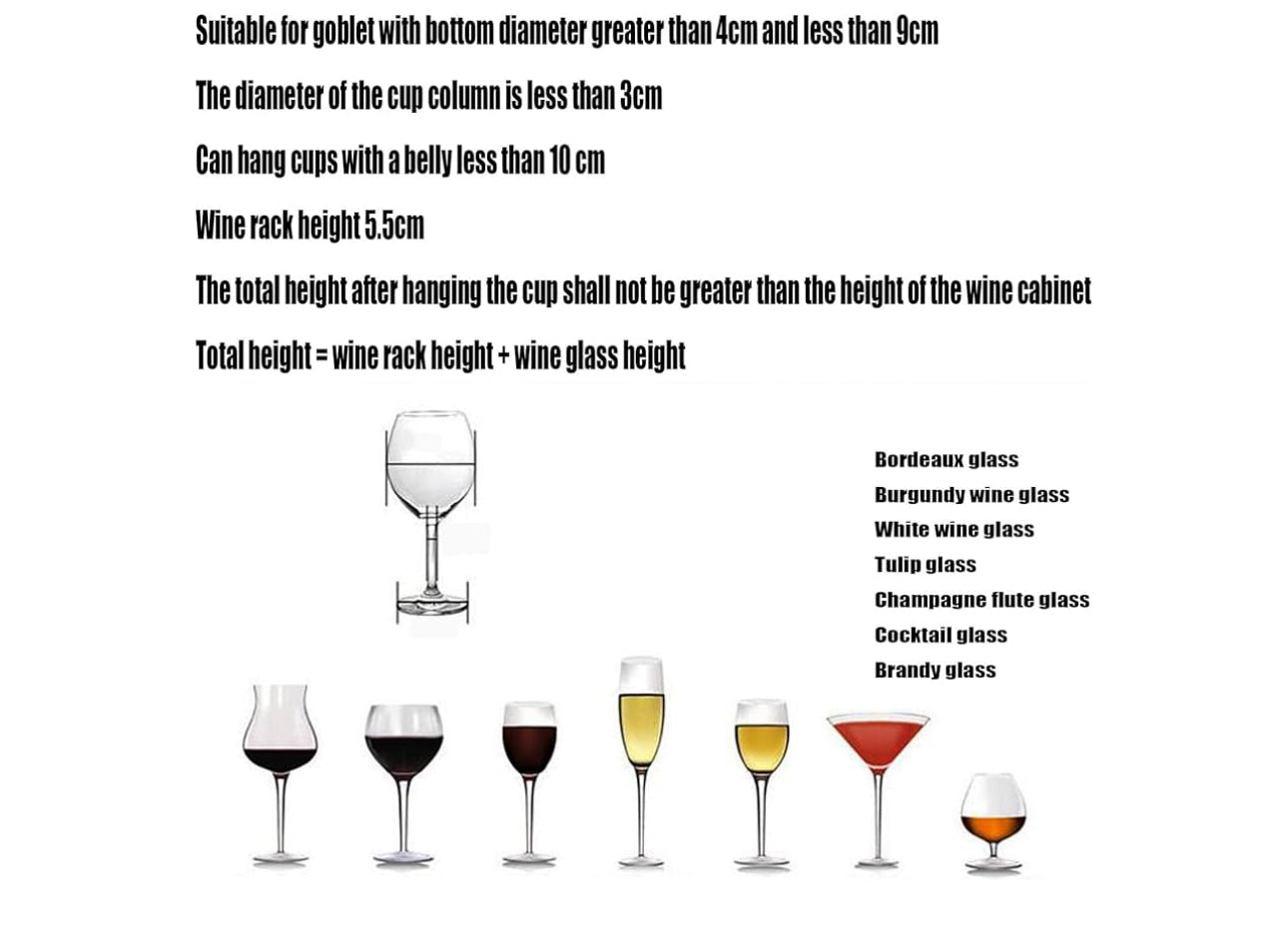MHome Wine Glass Hanging Rack with 6 Hooks, Metal Iron Free Standing Wine & Wine Decanter Holder Black Only.