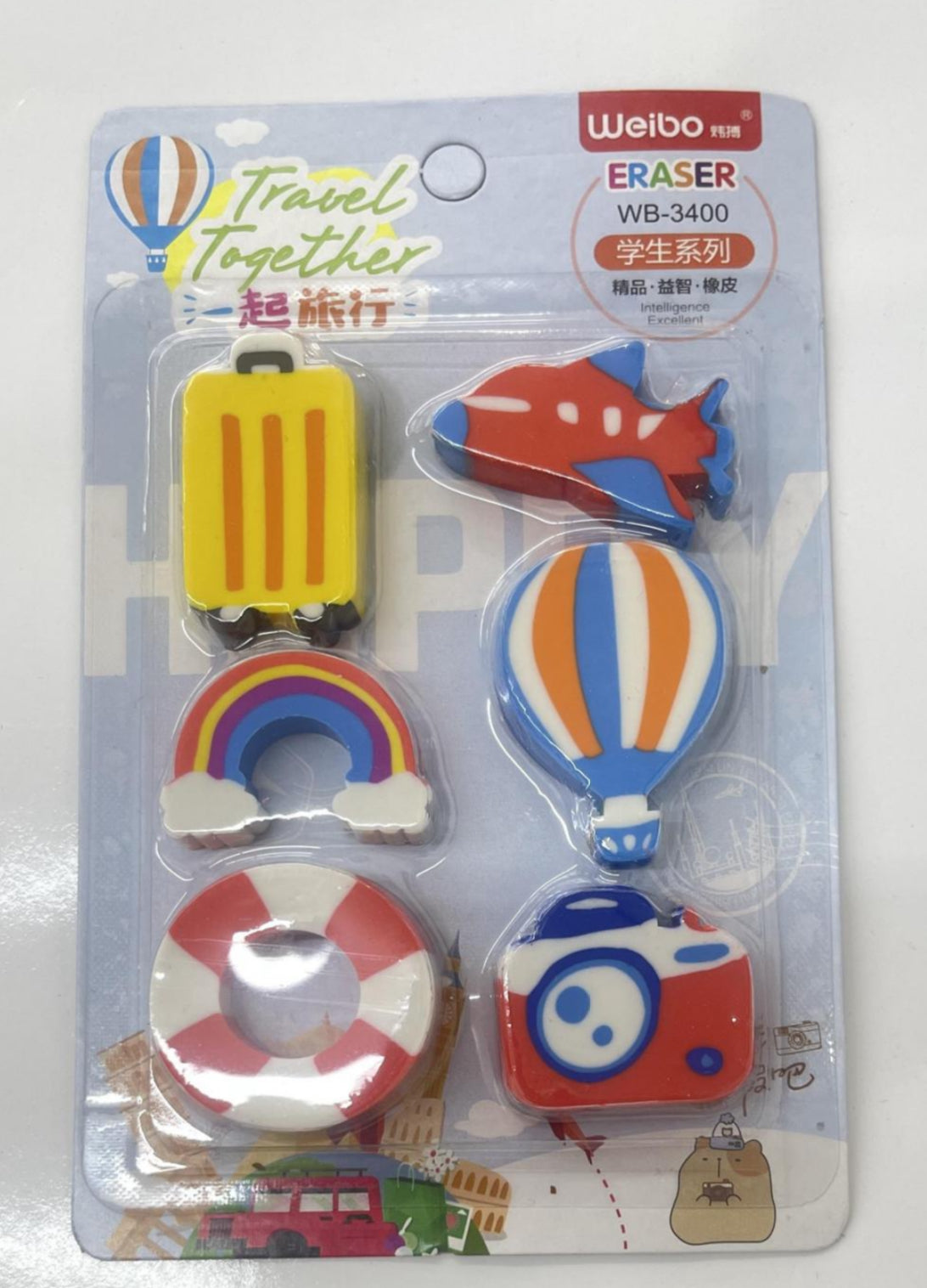 Cartoon Character Erasers Traveling