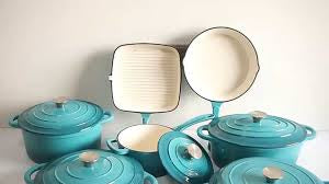 MHome 11 Piece Enameled Cast Iron Modern Non-Stick Cookware Set-Various Colours