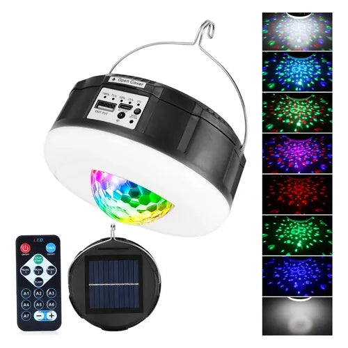 Mtech Solar Powered RGB Remote Controlled Camping Party Light With Hook