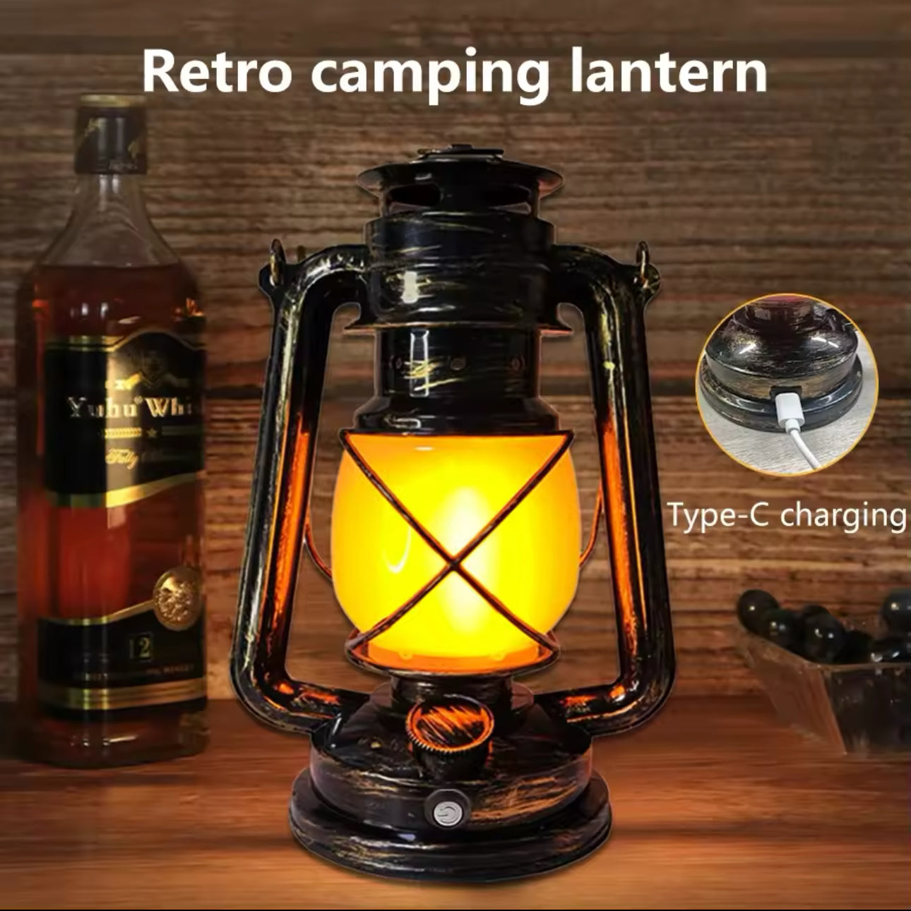 Vintage LED Lantern Rechargeable β Retro Design, Adjustable Brightness, and USB Charging