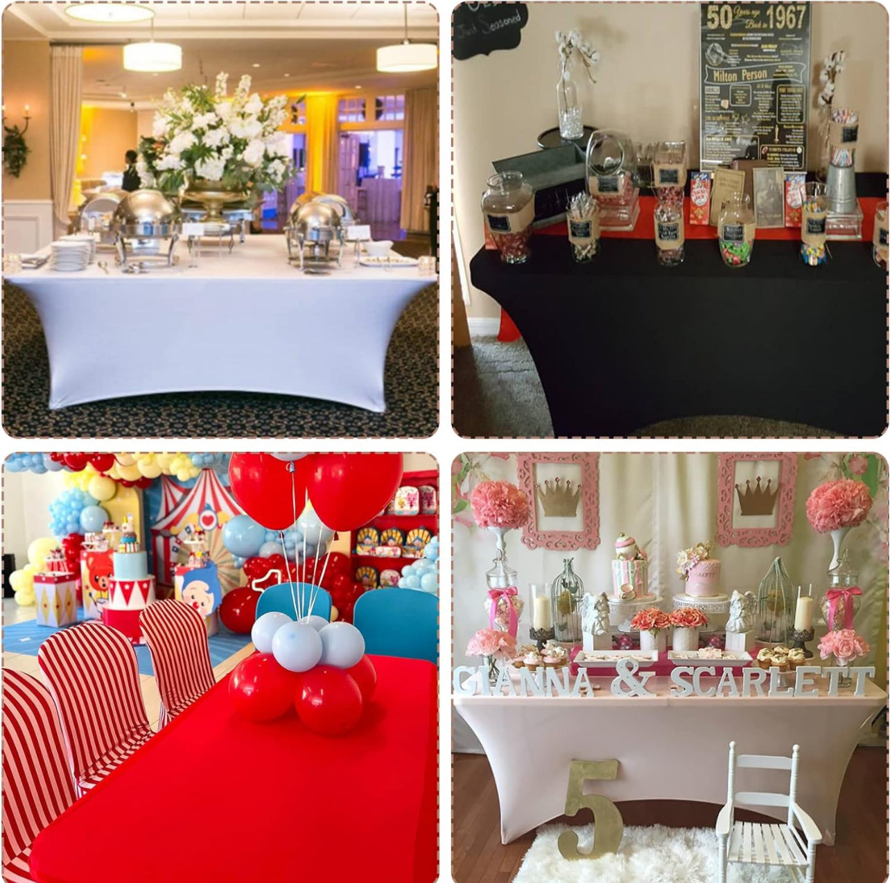 Rectangle Table Tablecloth Wrinkle Resistant Table Cover Stretchable Patio Tablecloths for Wedding Party Banquet