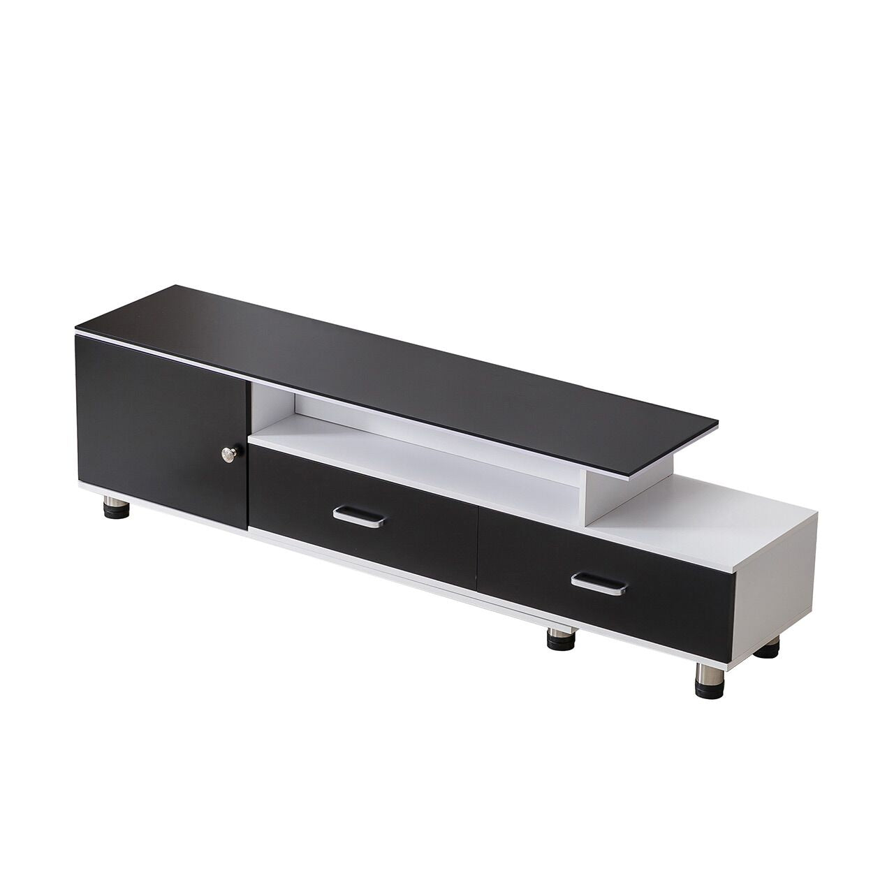 Modern TV Stand β Black + White