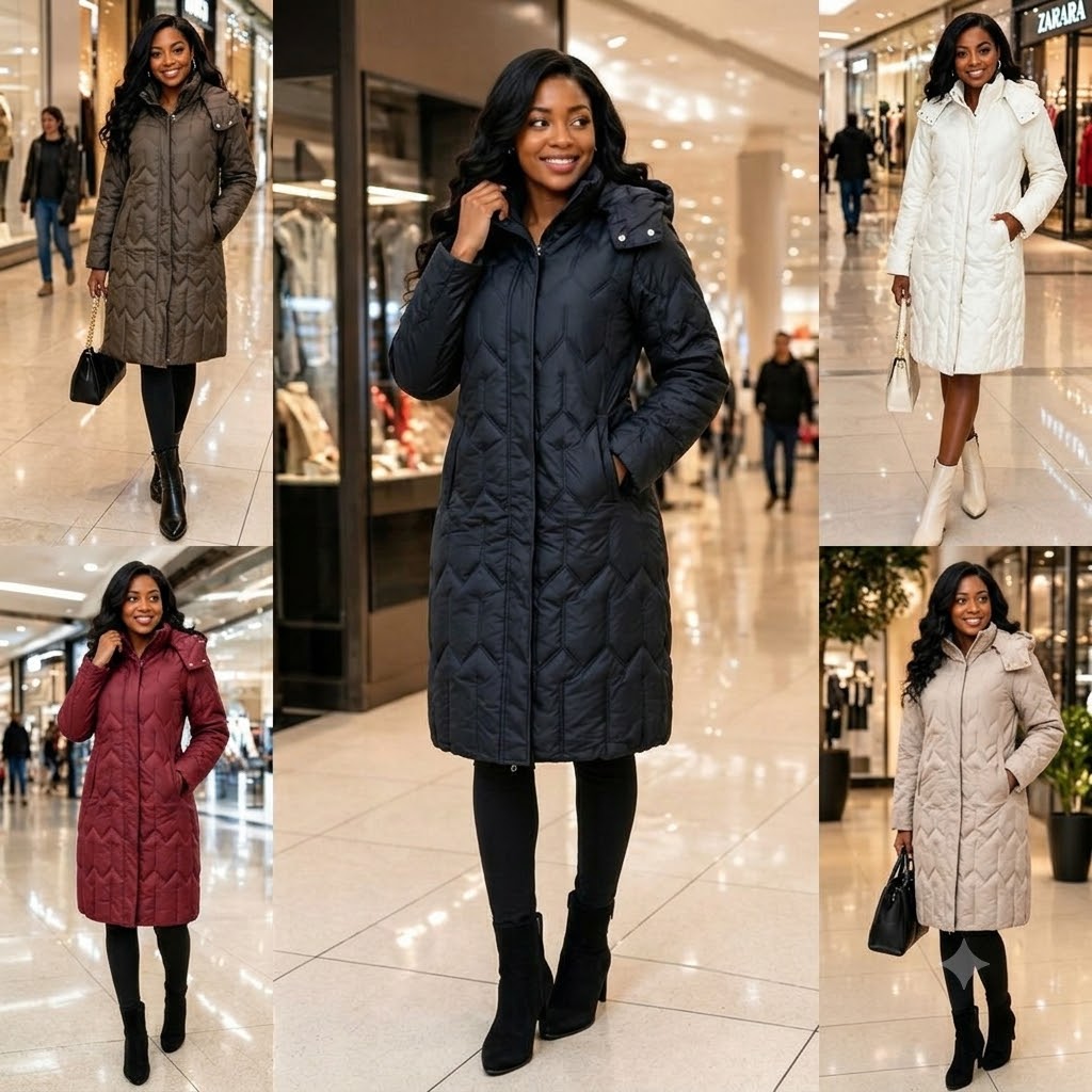 Women's Hooded Long Puffer Jacket β Quilted Winter Coat