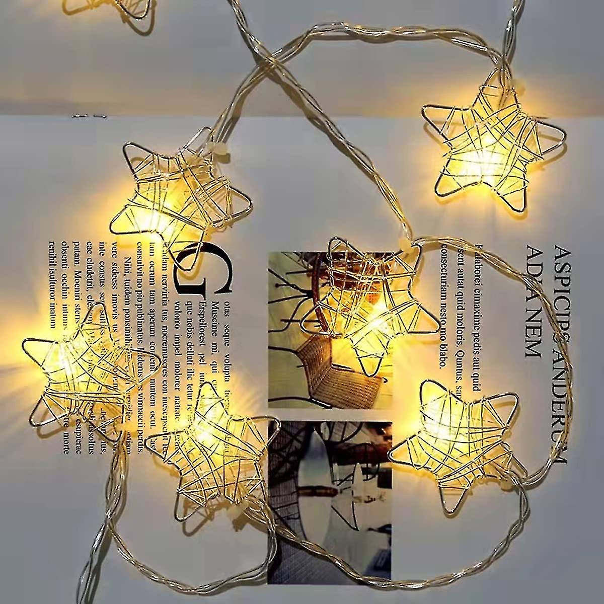 Christmas Star String Light for Home Decoration Star Shaped Serial String LED Light (Warn White) 10 Light -3M