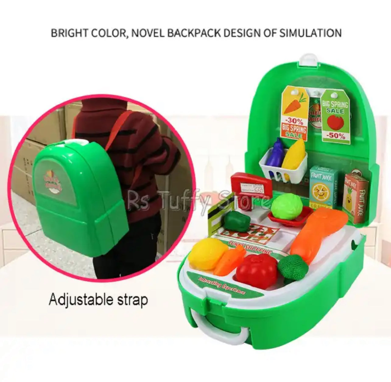 Children Simulation Kitchen Tableware Makeup Cashier Tool Set Backpack Box Toys