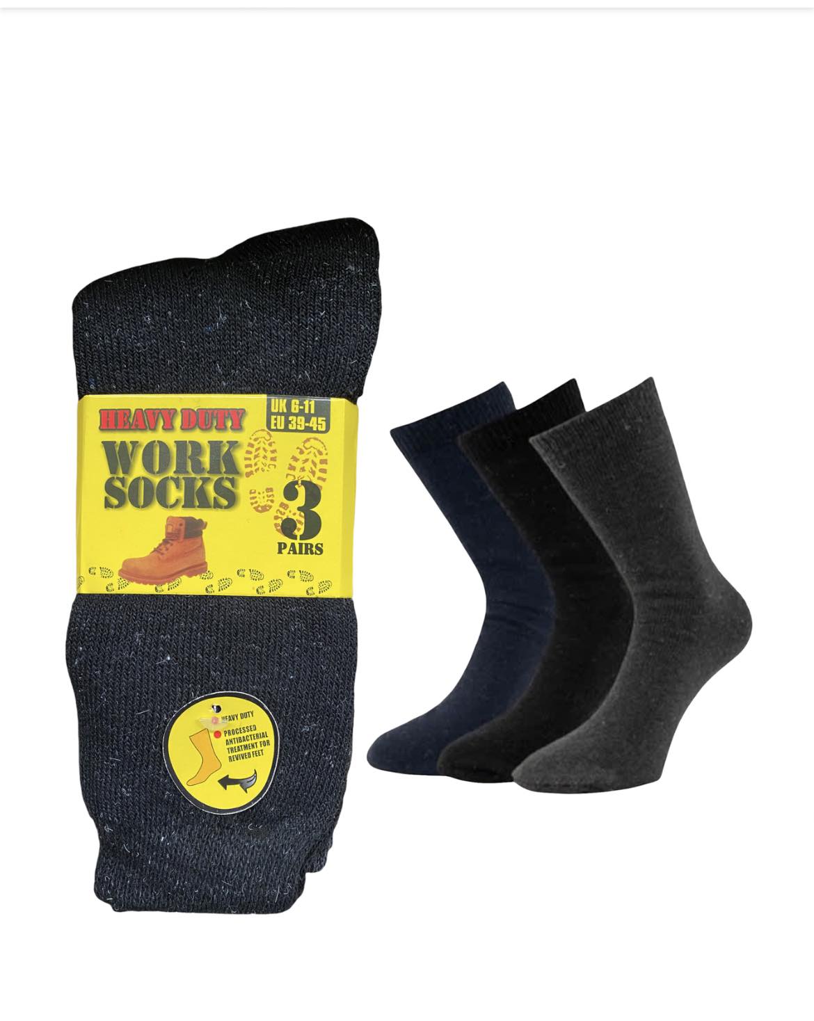 Thermal Multi-Colour Winter Socks β 3 Pairs (UK 6β11) | Heavy Duty Warm Wool Blend Work Socks