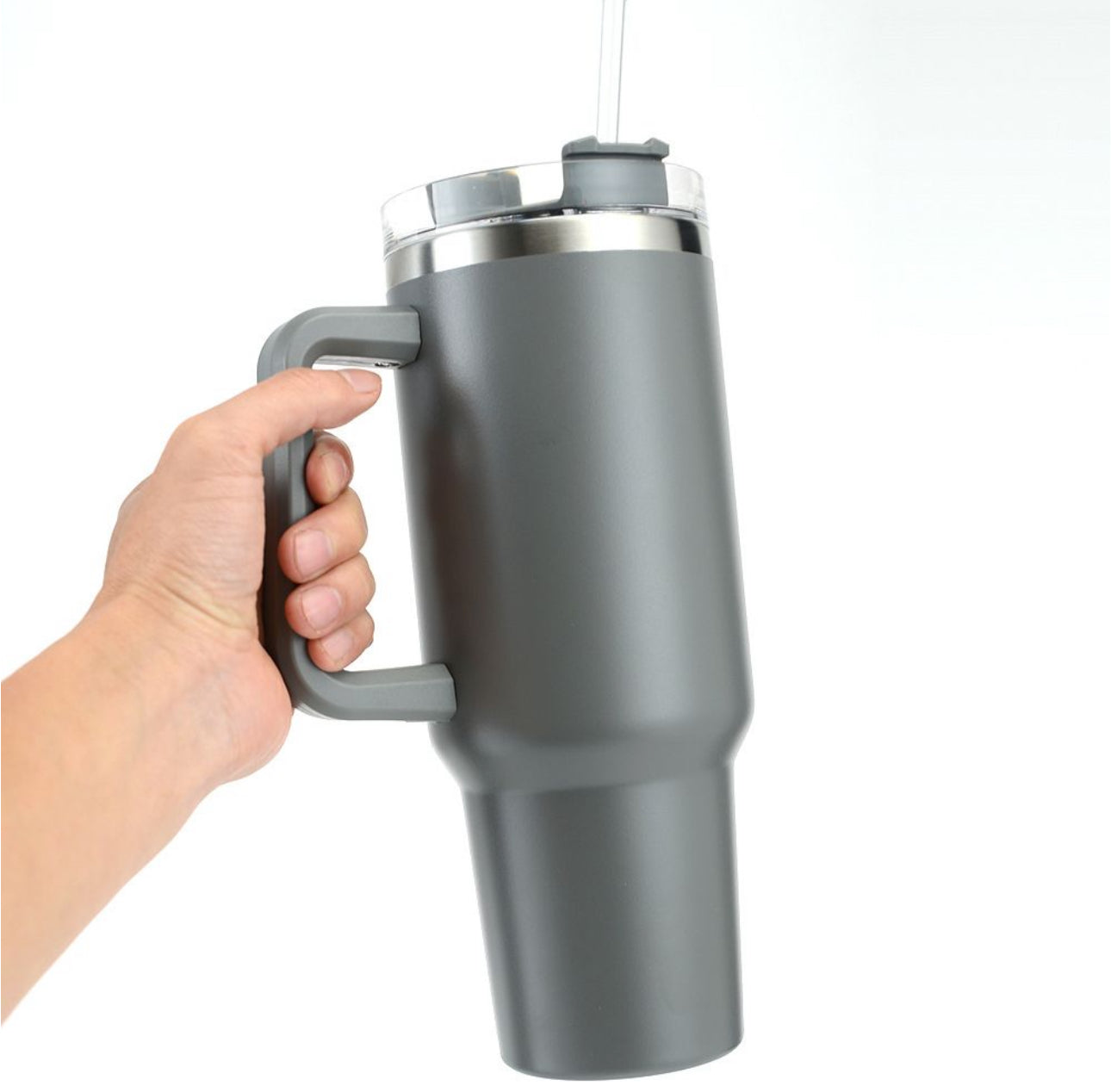 Double Wall Travel Mug Stainless Steel Vacuum Flask with Straw Hot/Cold
