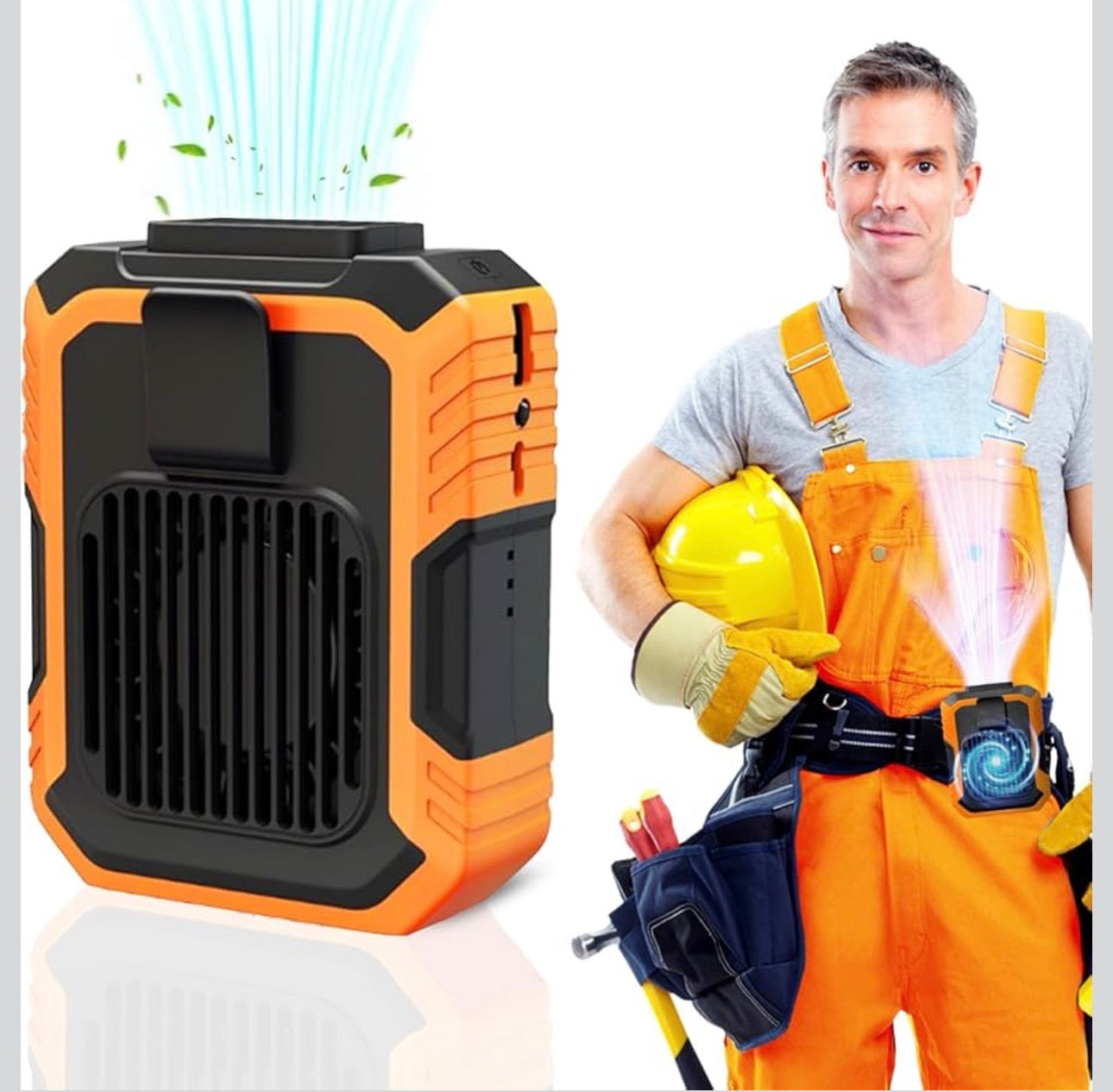 MTech 3-in-1 Portable Fan with Power Bank - USB Charging, 5000mAh Battery, Wearable Neck and Belt Design,Includes Lanyard, Portable Bladeless Waist Fan with Belt Clip - USB Charging, Multifunctional Cooling/Powerbank