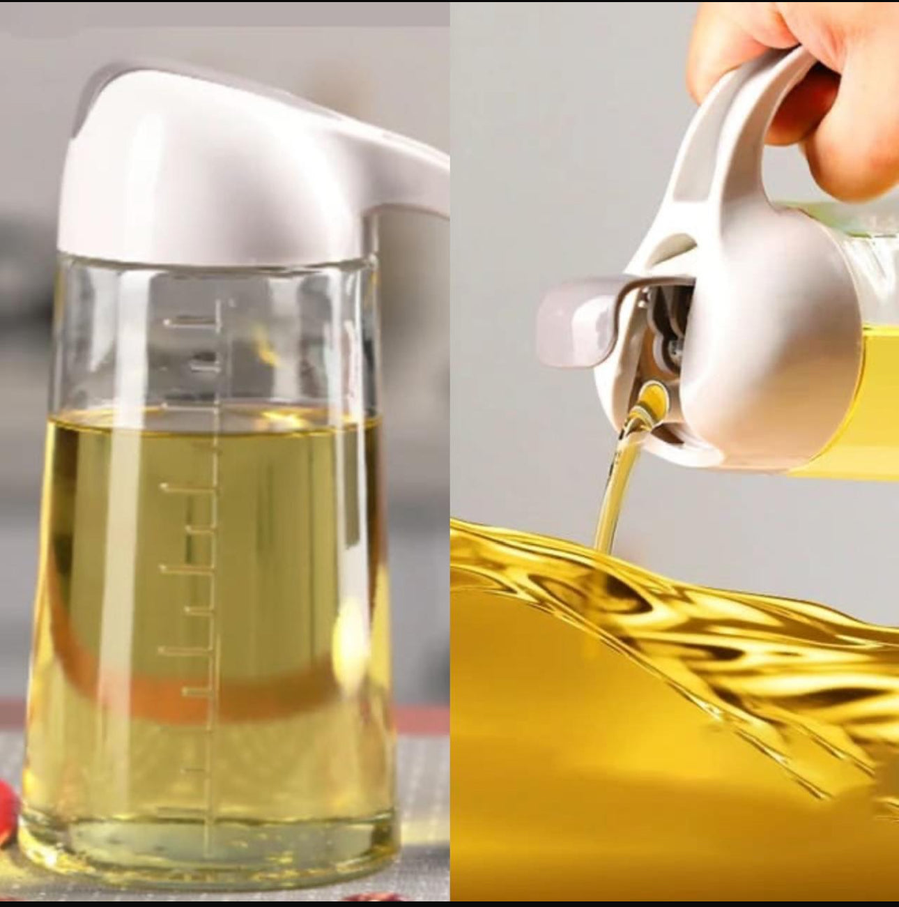 Glass Oil Bottle Dispenser With Auto Flip Cap 650ml