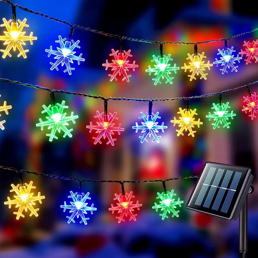 MHome Solar Snowflake String Lights 8 Modes Waterproof Outdoor For Garden Patio Christmas Decoration-20LED 5M