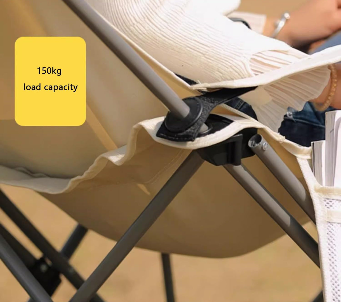 Outdoor Folding Lounge Chair Portable Lunch Break Backrest Leisure Chair Camping Camping Beach Chair Fishing Chair (Color : Grey) (Beige)