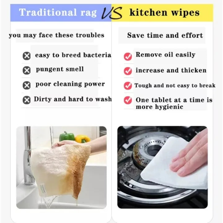 80 PCS Kitchen Cleaning Wipes Kitchen Towel Tissue Strong Decontamination Degreasing Wet Tissue Lemon Household Wet Wipe