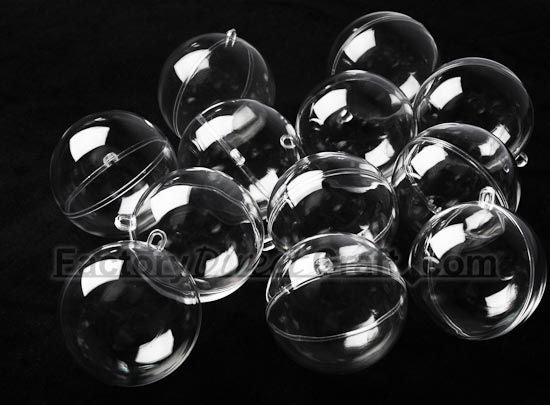 Clear Acrylic Fillable Ball Ornaments - 3 Sizes