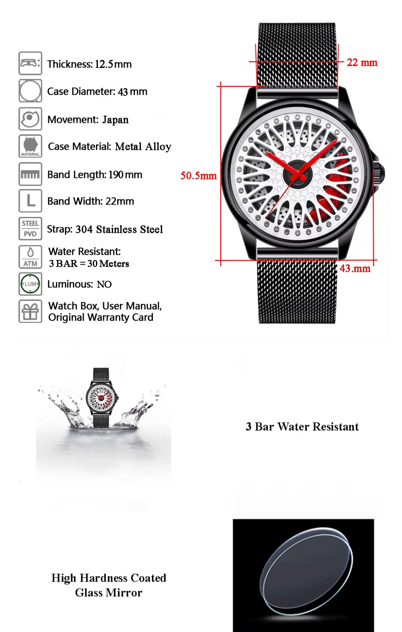 Trending Men’s Automotive Styled Watch Various Options. PreOrder Sales Now Available!