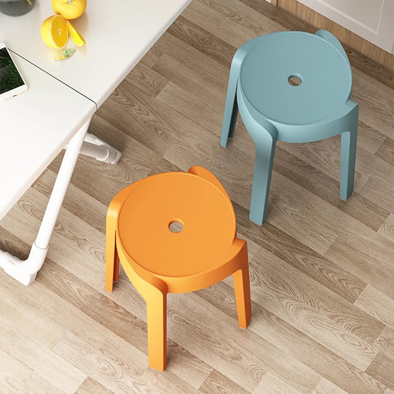 Nordic Stylish Round Stool Plastic Thickened Adult Chairs Stackable Dining Table Stools Home Chair