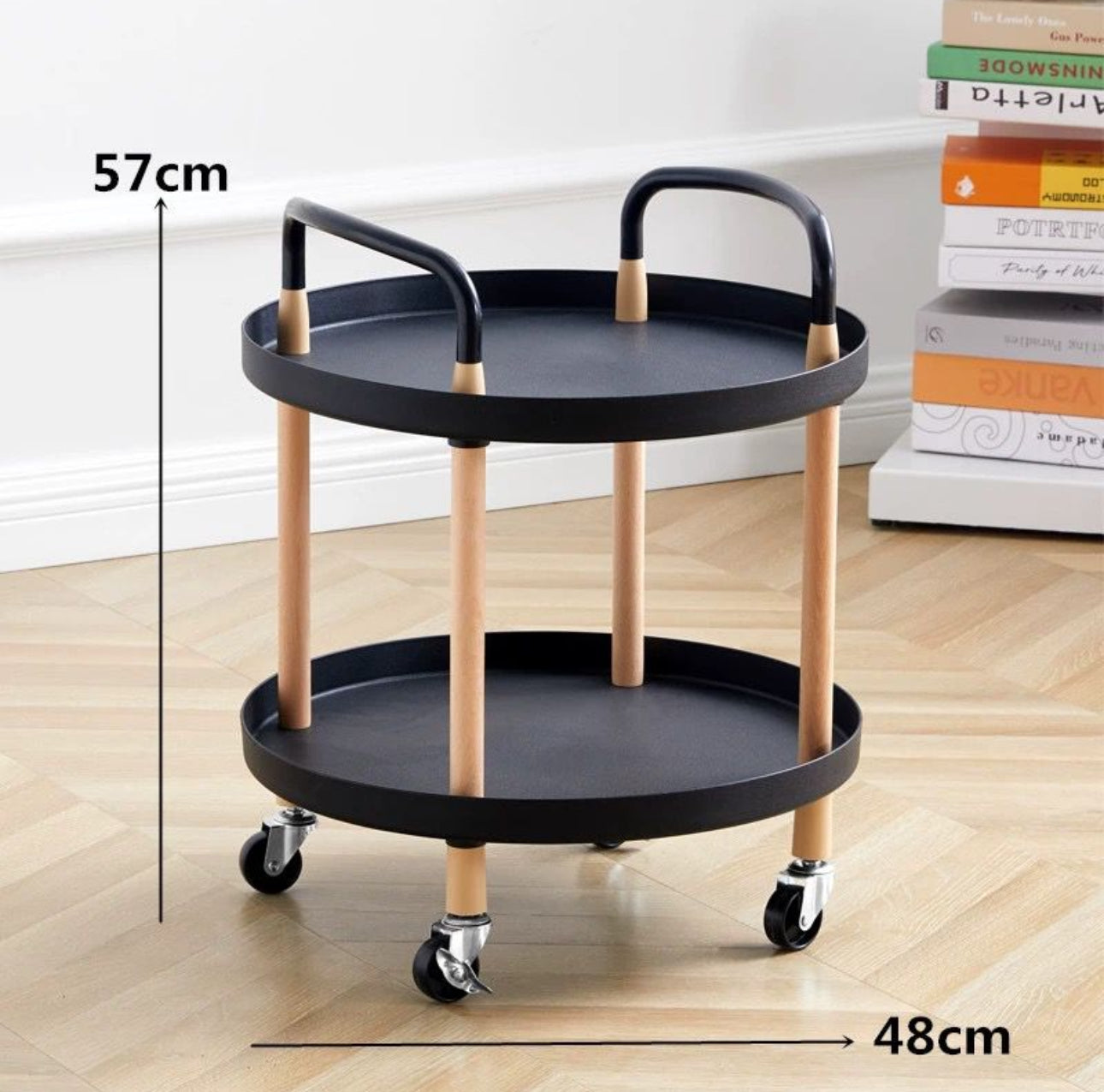 New Elements 2-Tier Rolling Corner Table Trolley with Handles