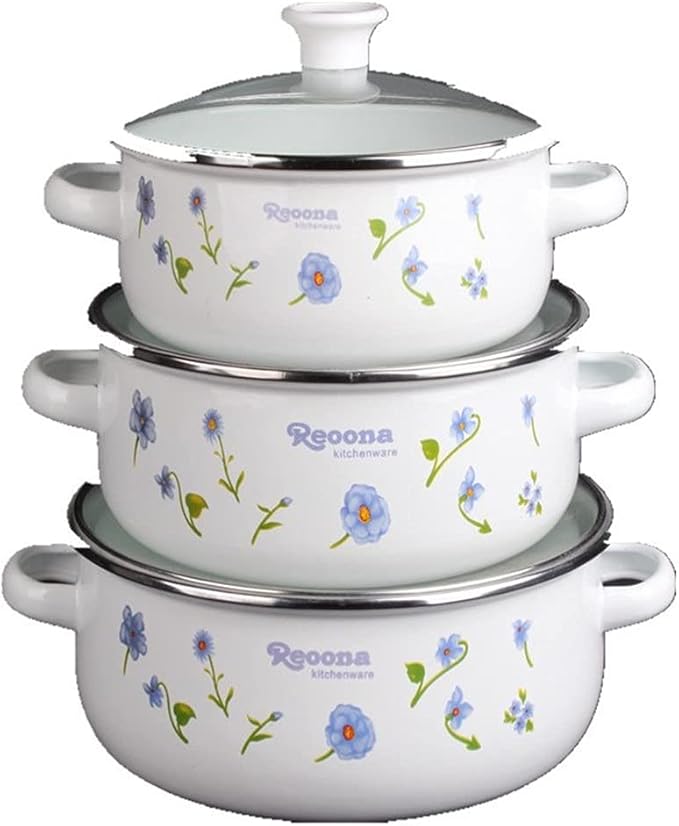 3PC Thickened Flat Bottom Double Ear Soup Pot